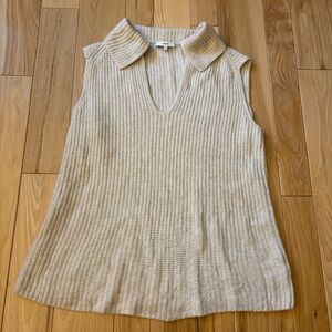 Vince V Neck Cashmere Wool Collared Sweater Vest